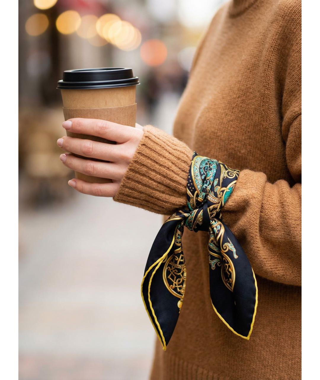 HERMES Мульти шелковый платок, фото 7