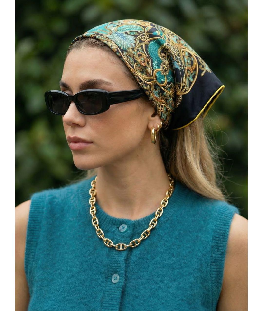 HERMES Мульти шелковый платок, фото 6