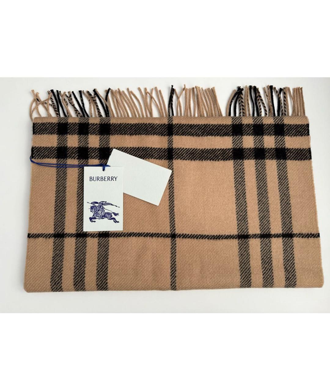 BURBERRY Бежевый шерстяной шарф, фото 4