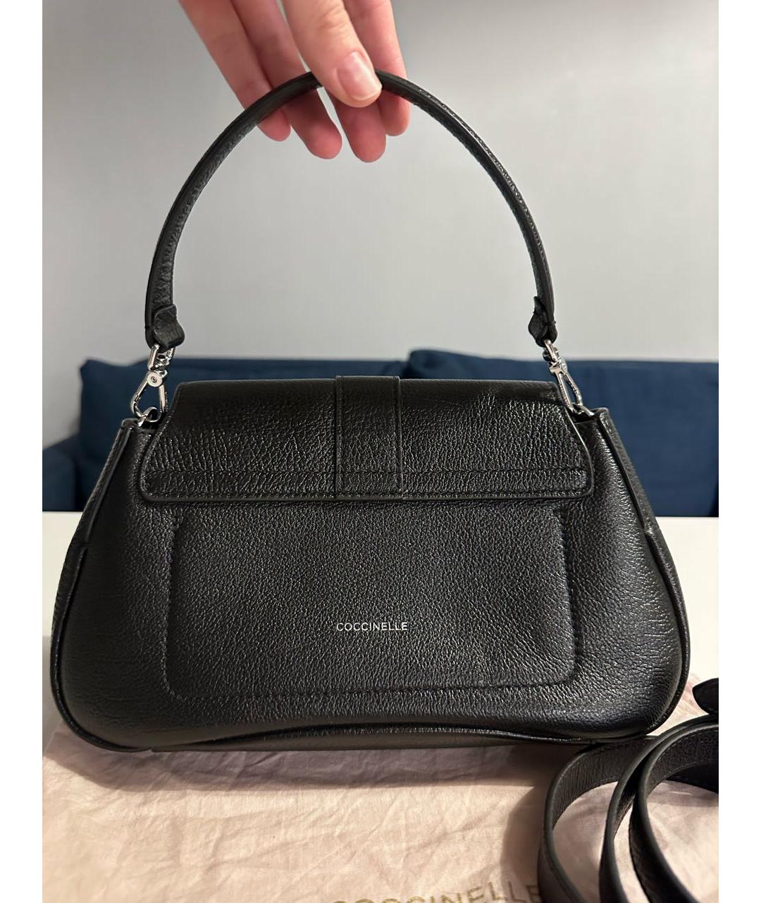 COCCINELLE Черная кожаная сумка с короткими ручками, фото 2