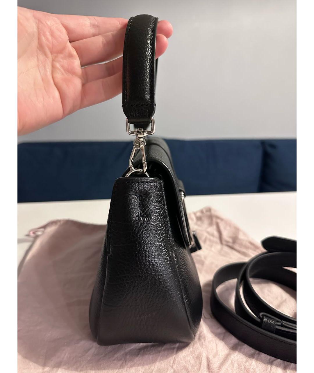 COCCINELLE Черная кожаная сумка с короткими ручками, фото 4