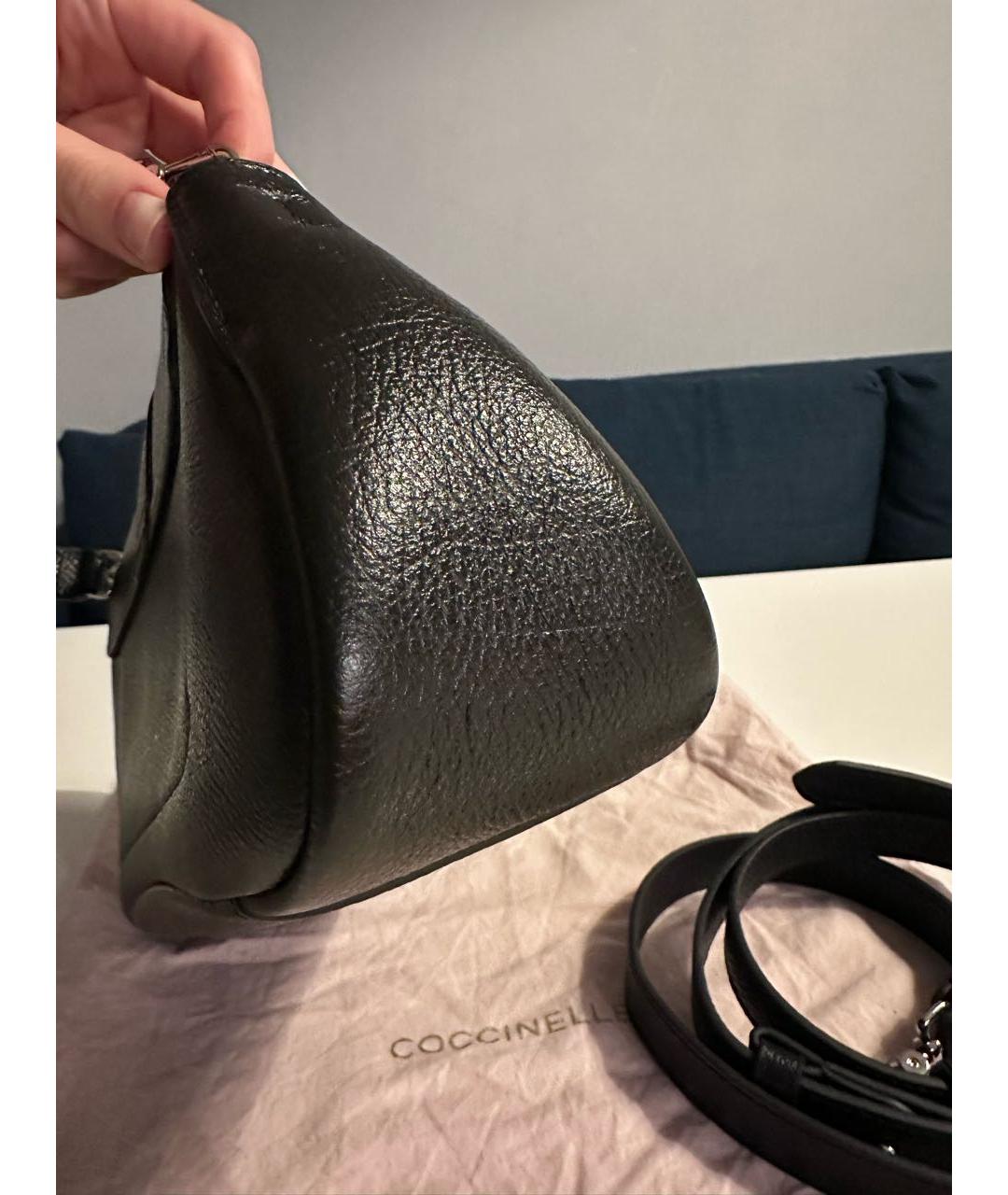 COCCINELLE Черная кожаная сумка с короткими ручками, фото 6