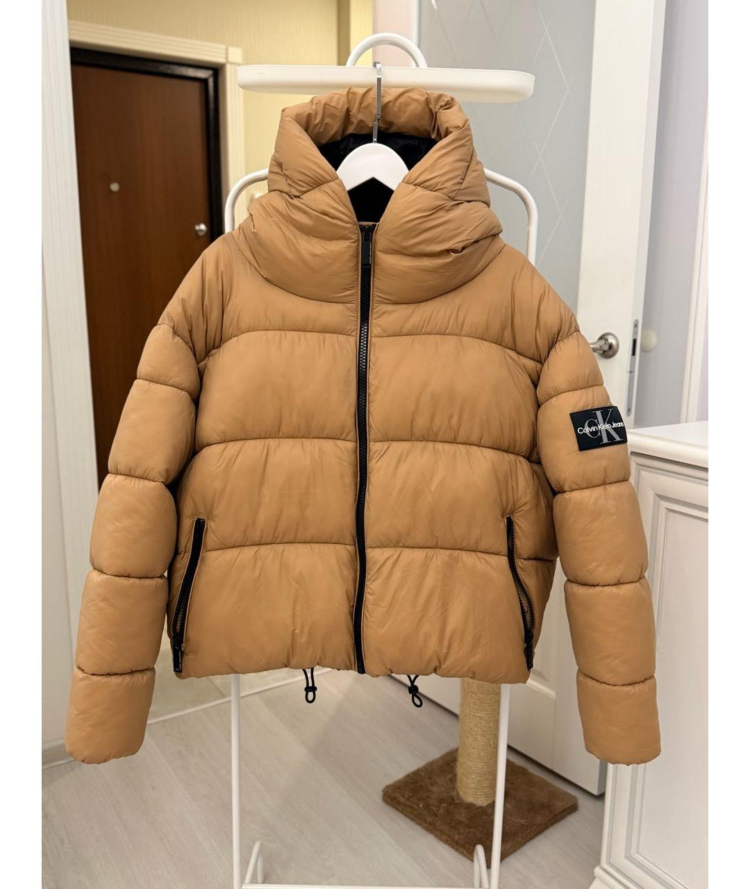 CALVIN KLEIN Горчичная синтетическая куртка, фото 7