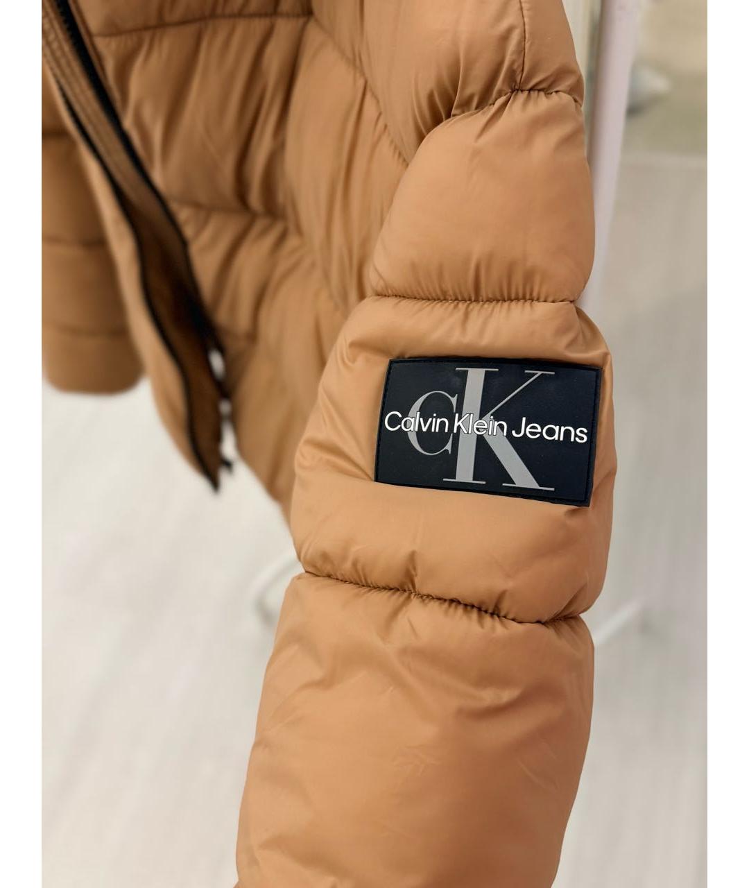 CALVIN KLEIN Горчичная синтетическая куртка, фото 3