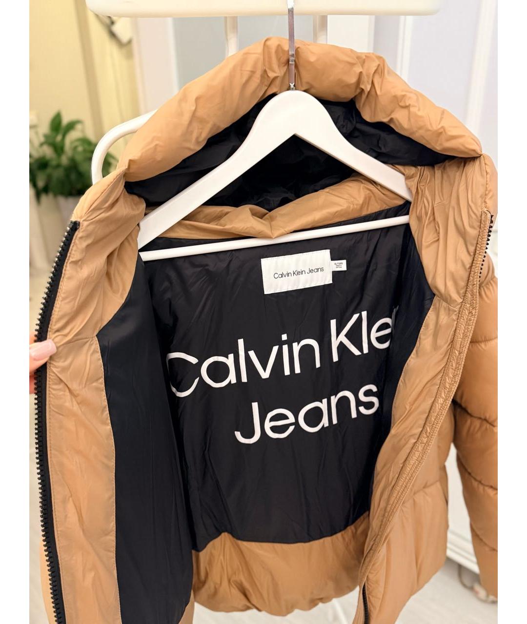 CALVIN KLEIN Горчичная синтетическая куртка, фото 4