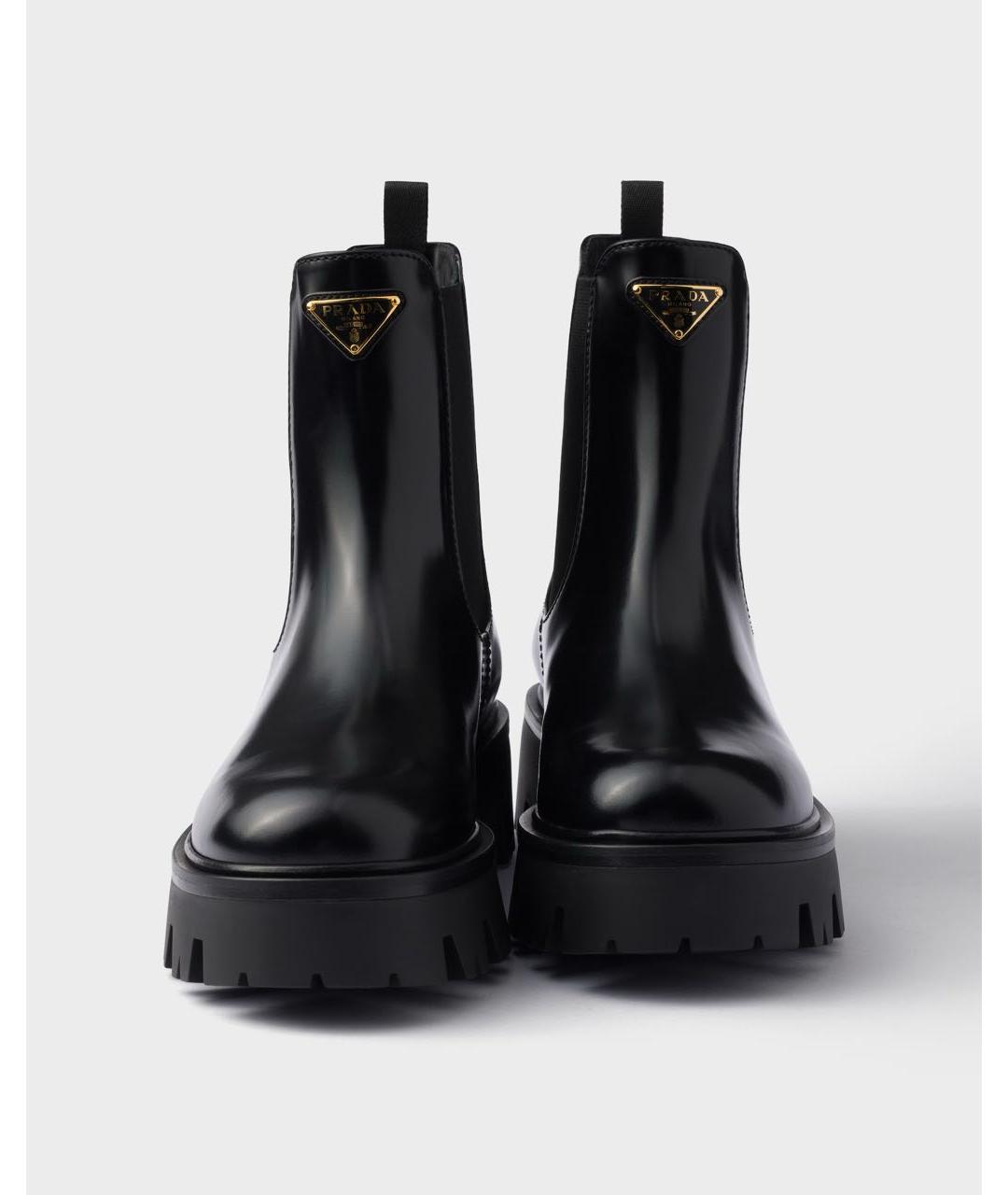 PRADA Черные кожаные ботинки, фото 4