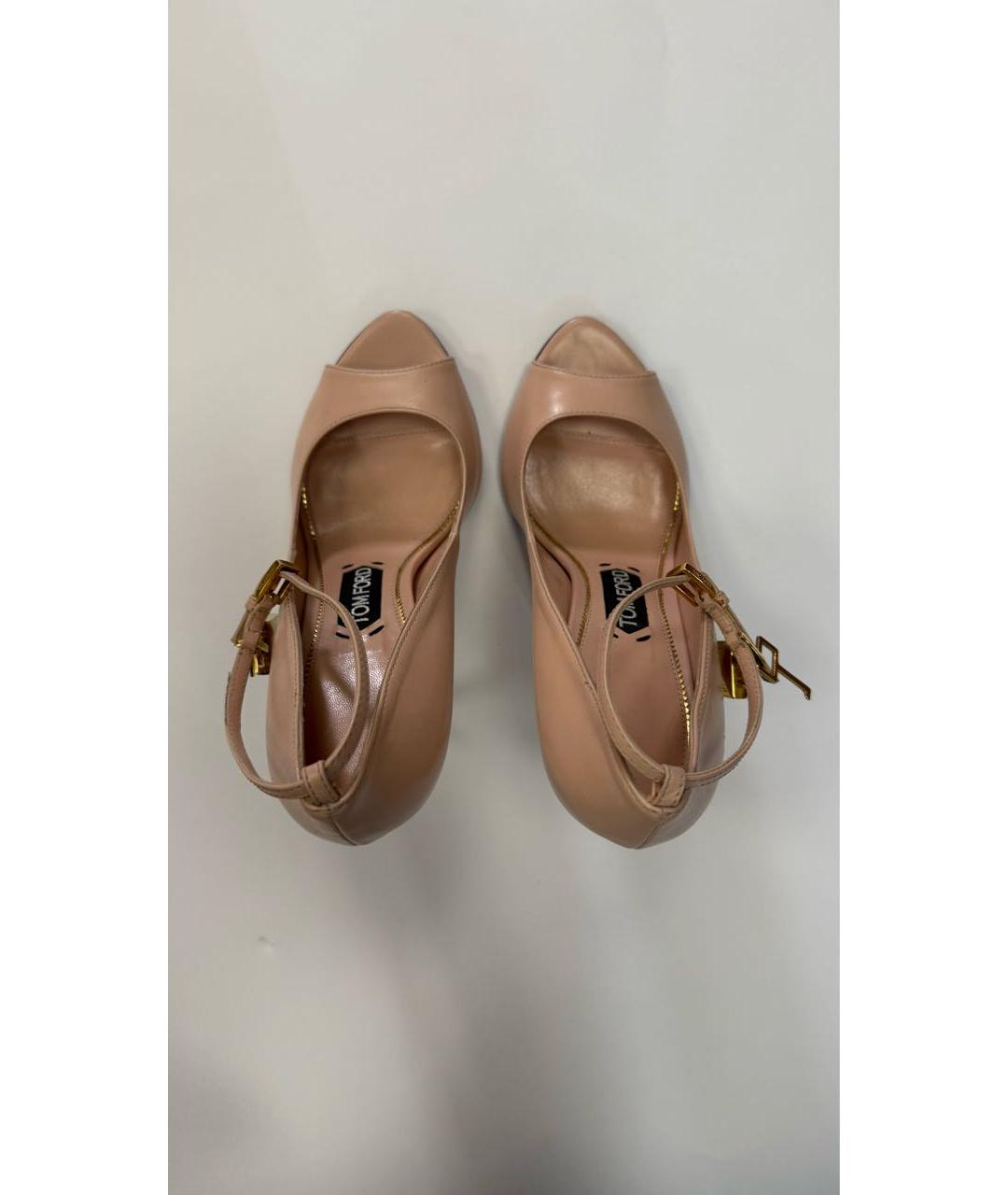 TOM FORD Бежевые кожаные босоножки, фото 2