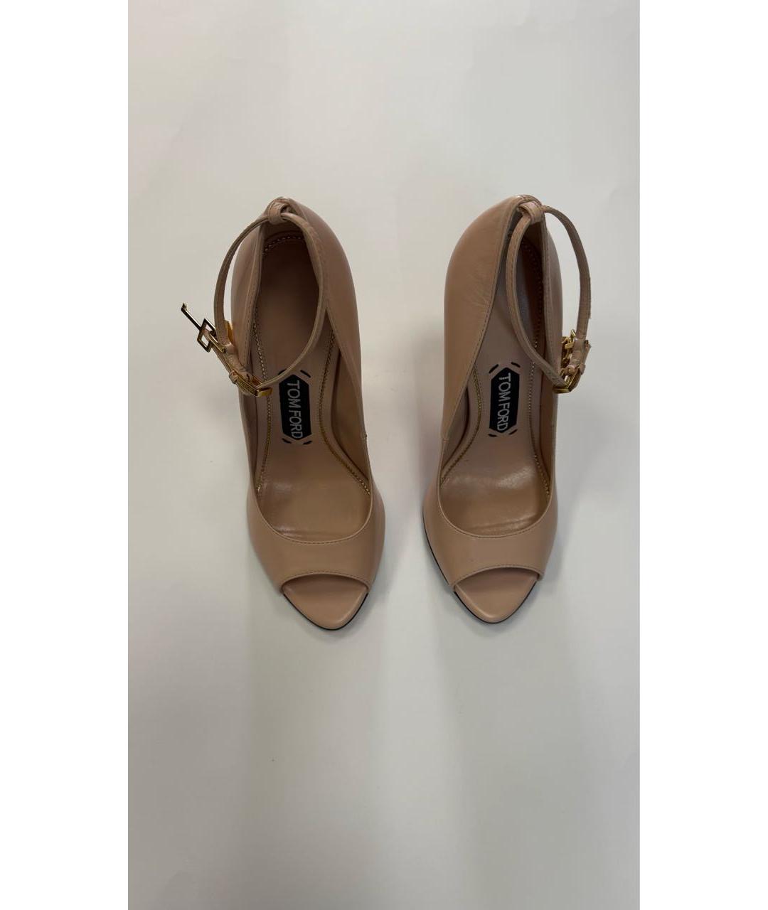 TOM FORD Бежевые кожаные босоножки, фото 3