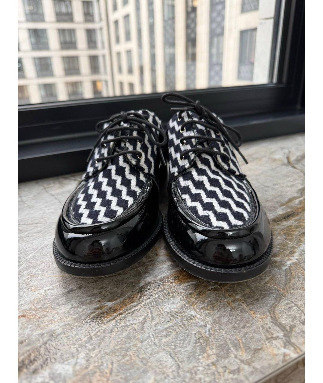 CHANEL Черные текстильные брогги и оксфорды, фото 2