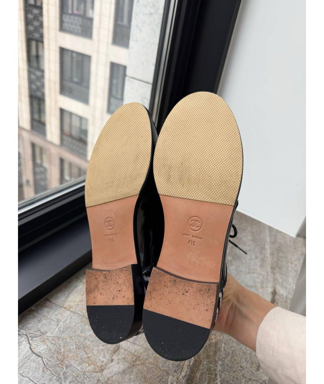 CHANEL Черные текстильные брогги и оксфорды, фото 5