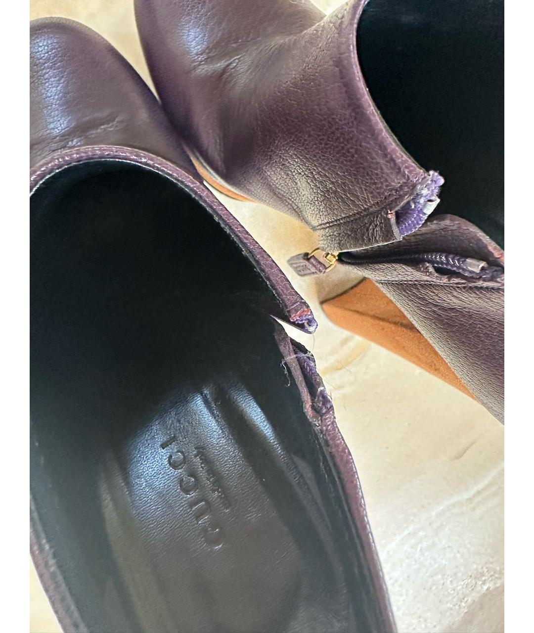 GUCCI Бордовые кожаные ботильоны, фото 7