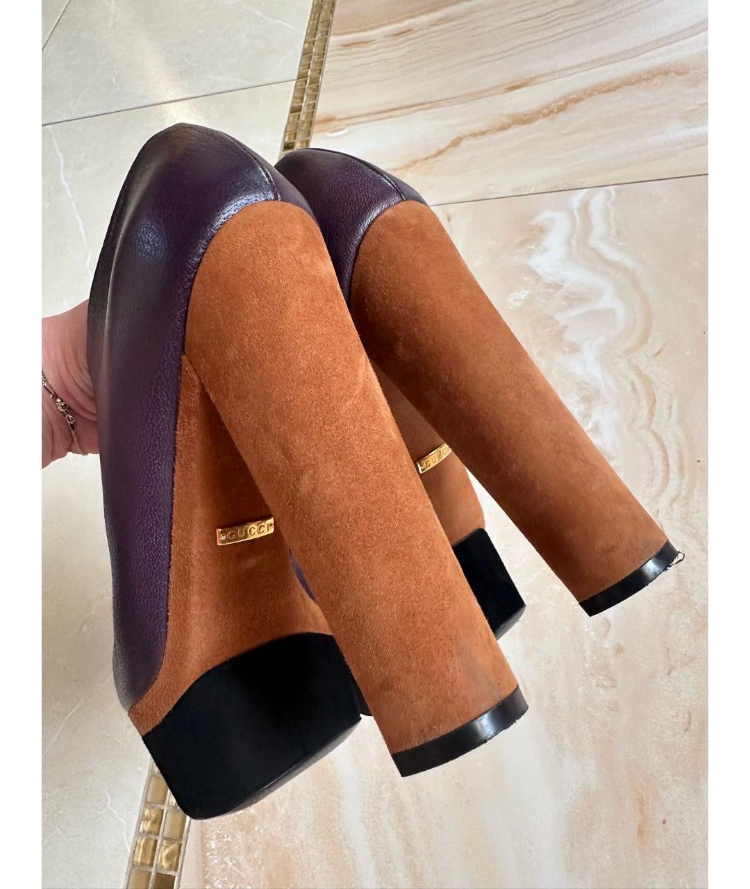 GUCCI Бордовые кожаные ботильоны, фото 6