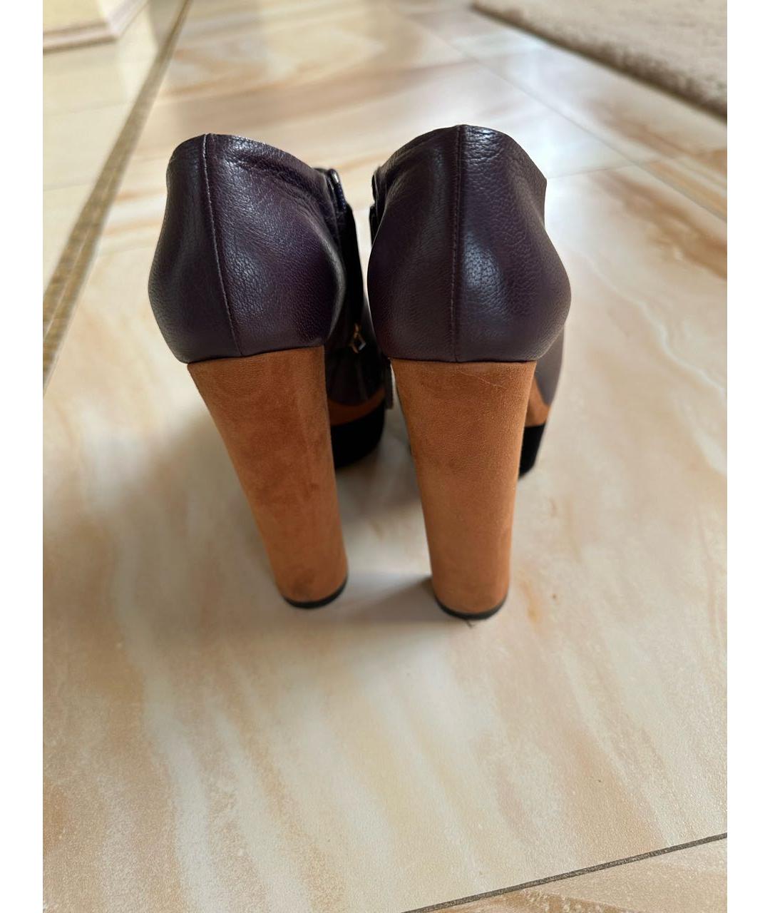 GUCCI Бордовые кожаные ботильоны, фото 3