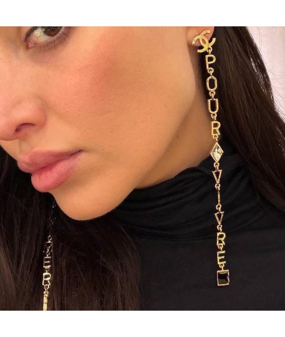 CHANEL Золотые металлические серьги, фото 2