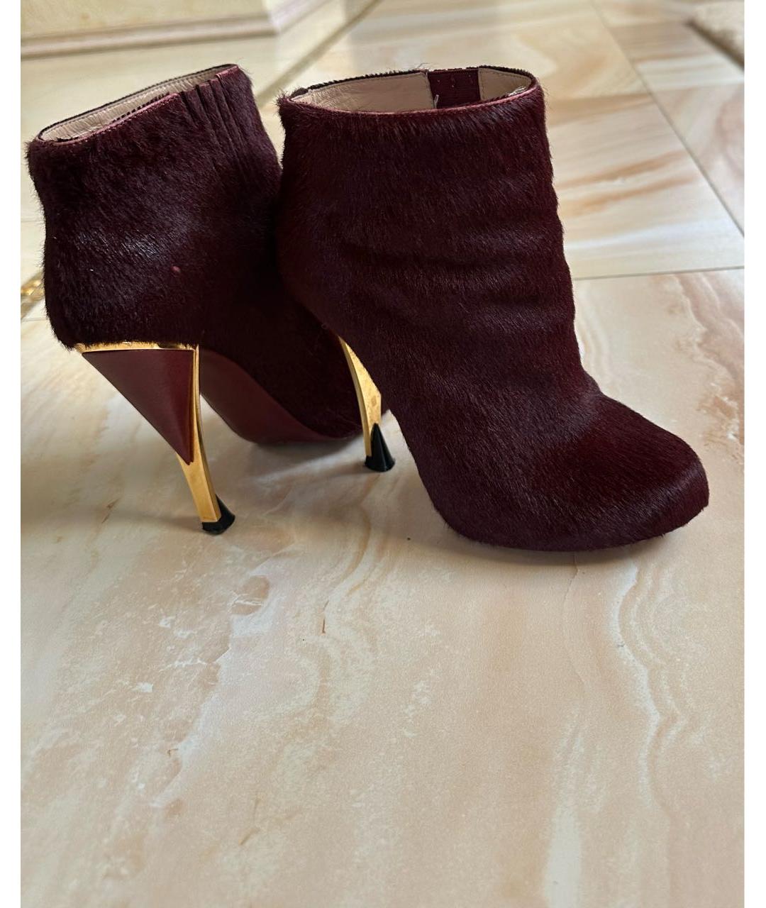 DIANE VON FURSTENBERG Бордовые ботильоны из экзотической кожи, фото 3