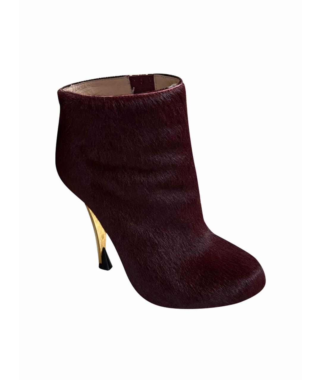 DIANE VON FURSTENBERG Бордовые ботильоны из экзотической кожи, фото 1