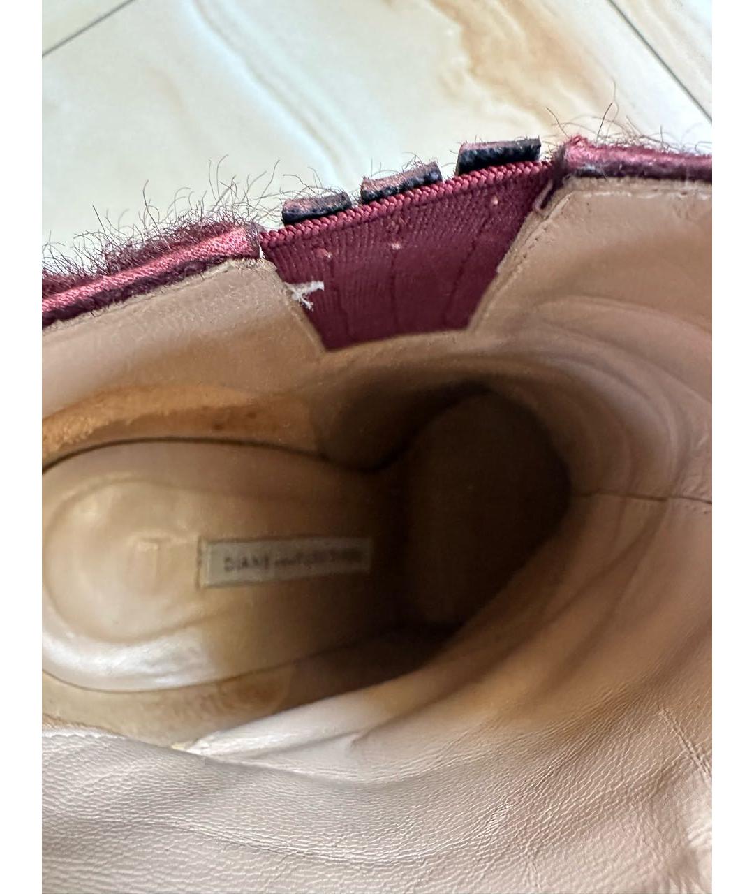 DIANE VON FURSTENBERG Бордовые ботильоны из экзотической кожи, фото 5