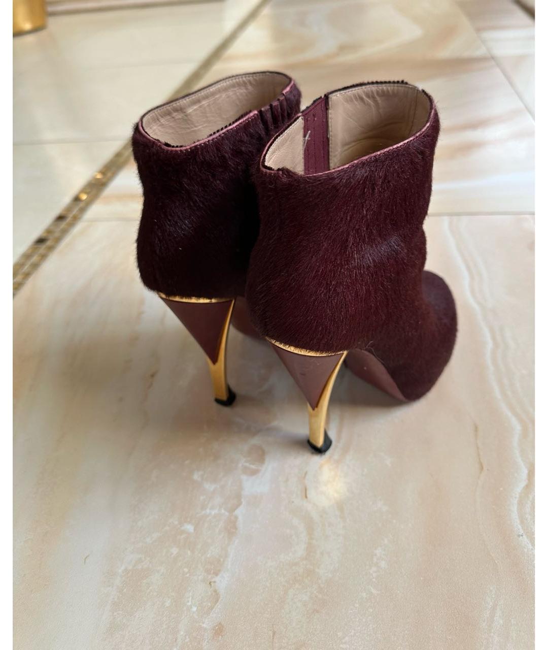 DIANE VON FURSTENBERG Бордовые ботильоны из экзотической кожи, фото 4