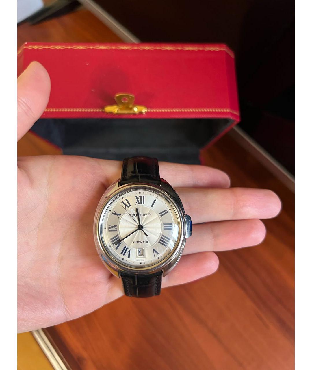 CARTIER Черные кожаные часы, фото 8