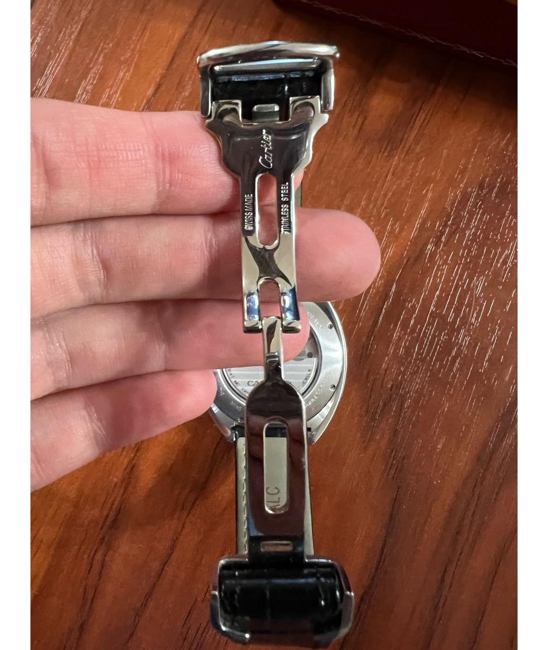 CARTIER Черные кожаные часы, фото 5