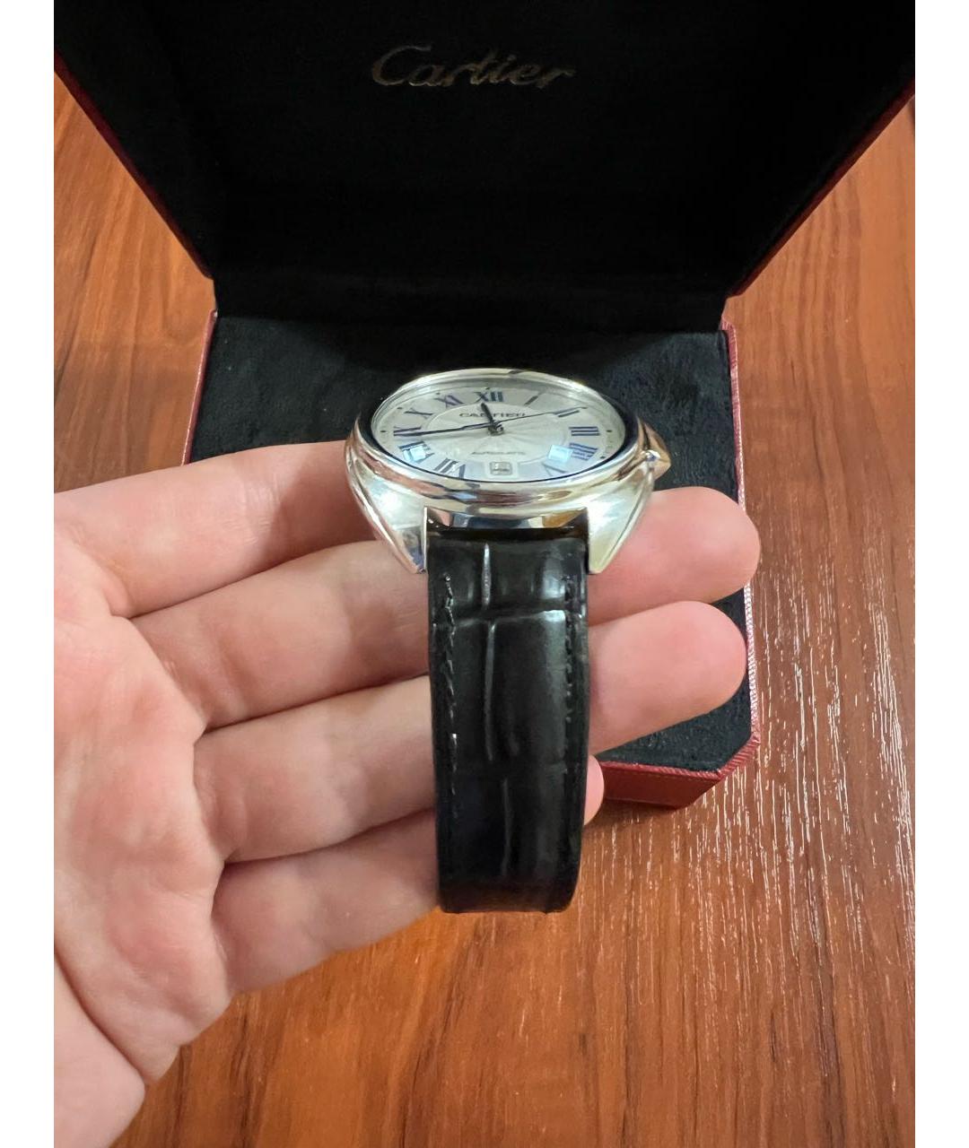 CARTIER Черные кожаные часы, фото 2