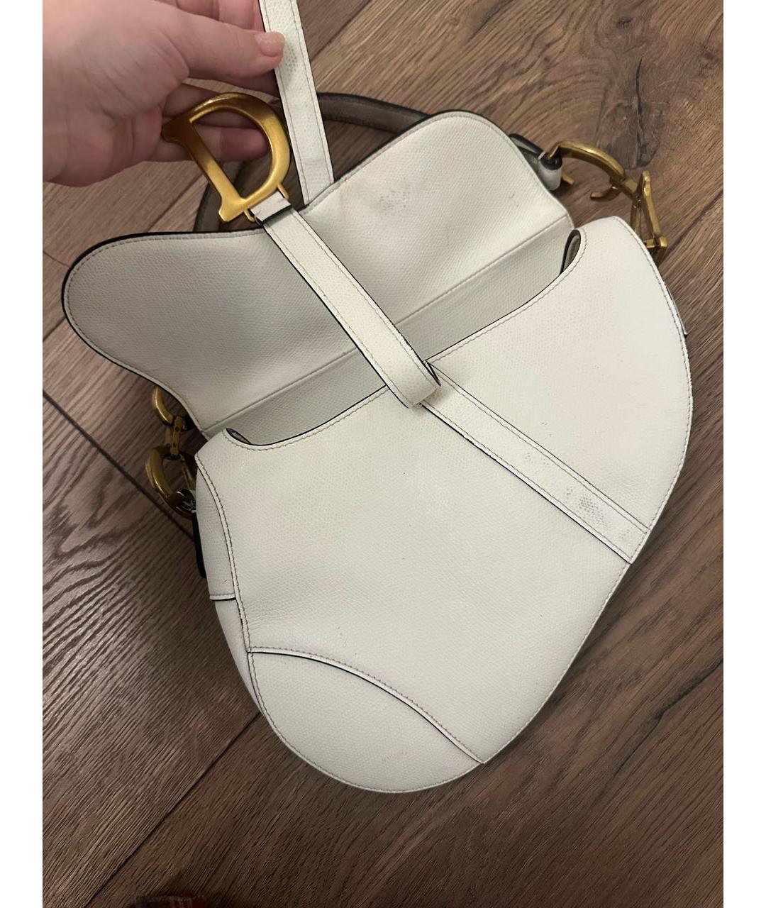 CHRISTIAN DIOR Белая кожаная сумка через плечо, фото 7