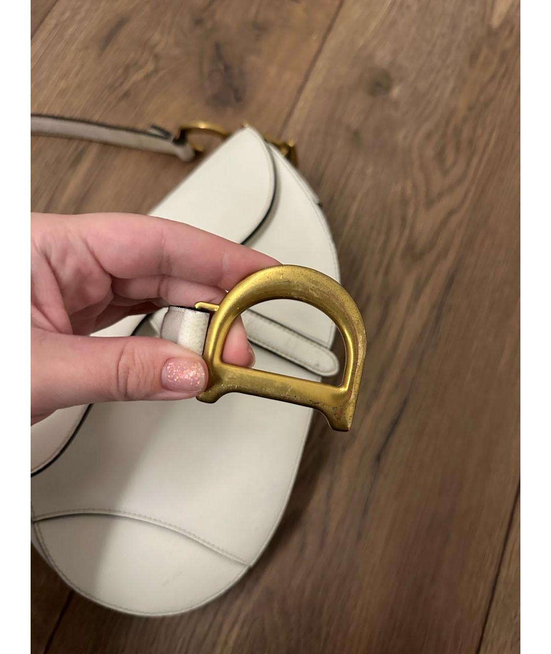 CHRISTIAN DIOR Белая кожаная сумка через плечо, фото 8