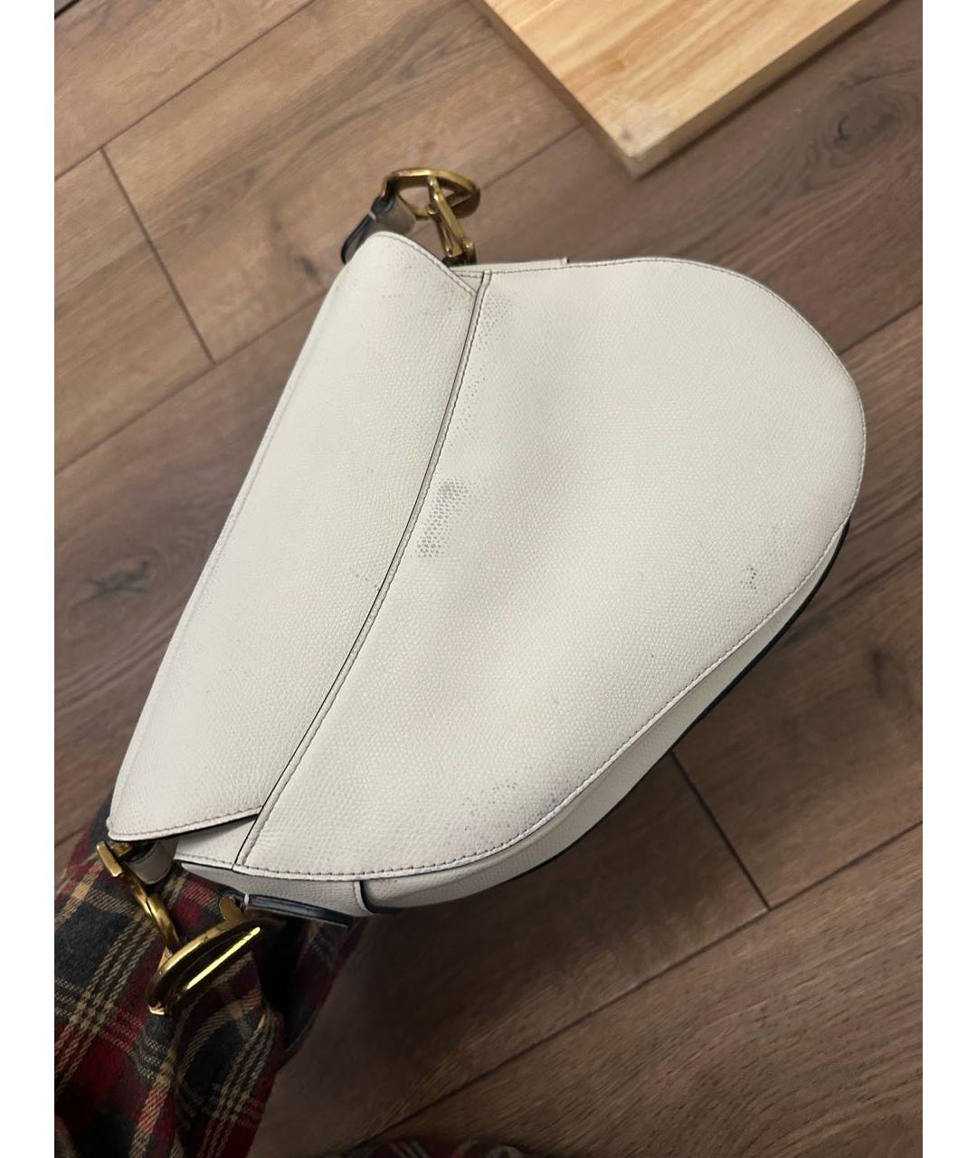 CHRISTIAN DIOR Белая кожаная сумка через плечо, фото 2