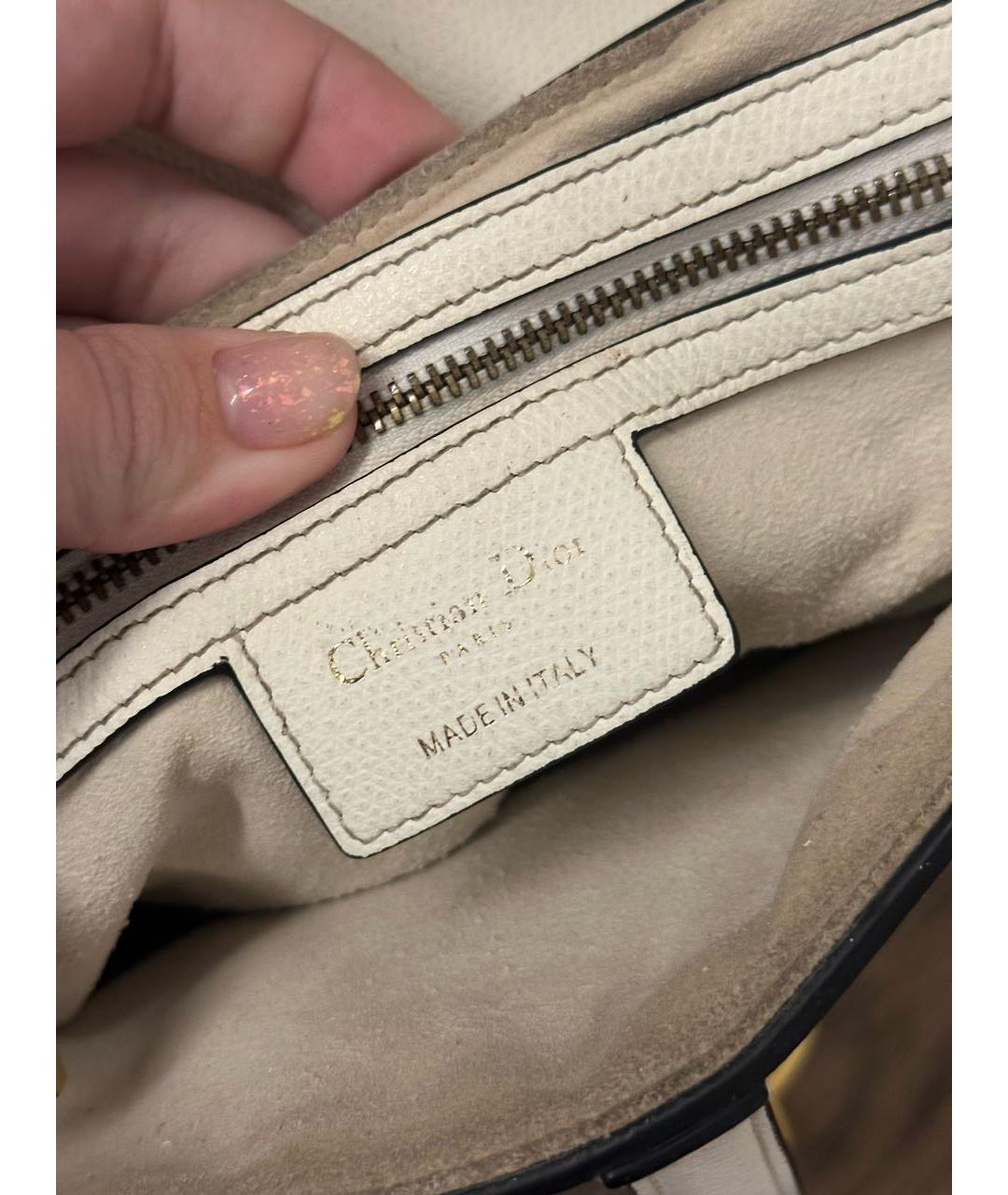 CHRISTIAN DIOR Белая кожаная сумка через плечо, фото 5