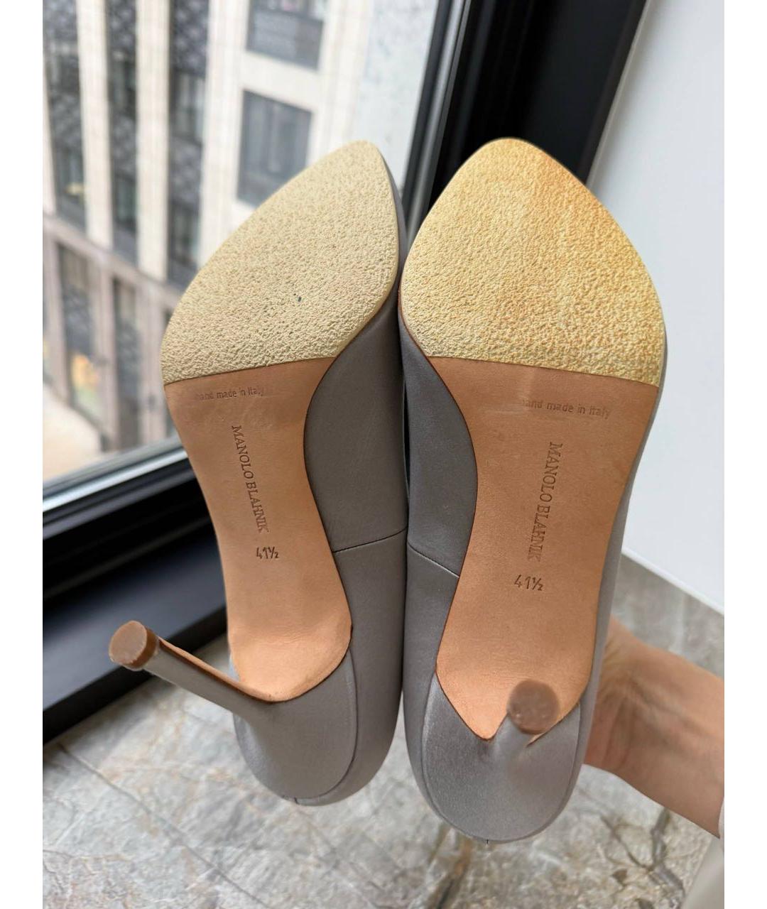 MANOLO BLAHNIK Серые текстильные туфли, фото 5