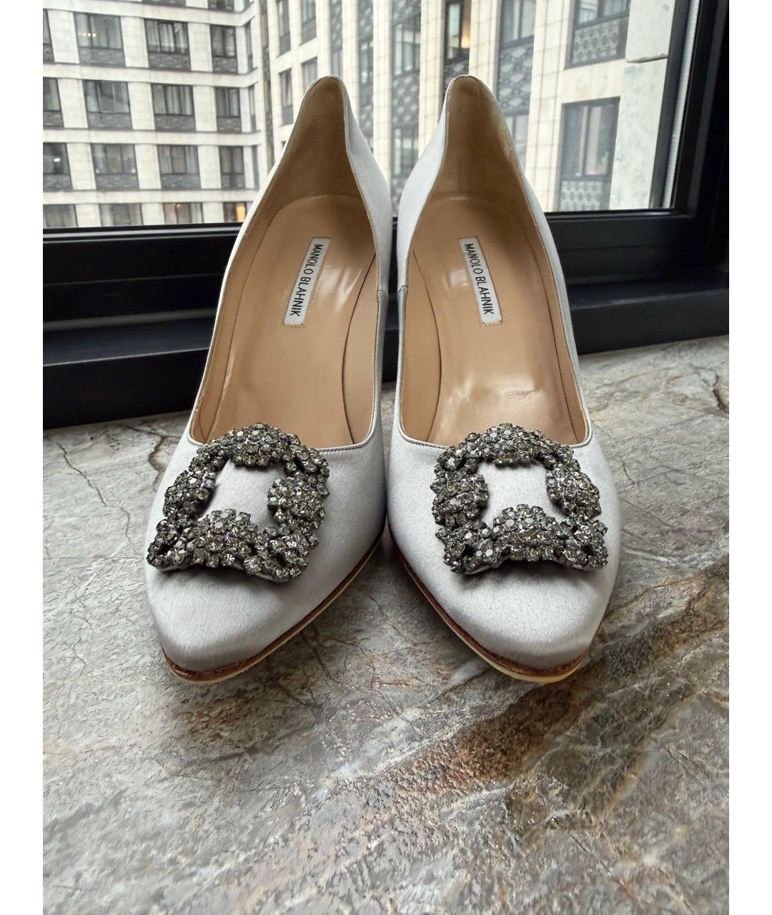 MANOLO BLAHNIK Серые текстильные туфли, фото 2