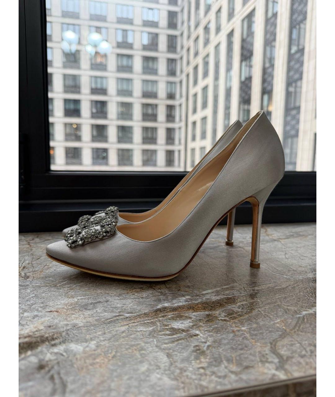 MANOLO BLAHNIK Серые текстильные туфли, фото 6