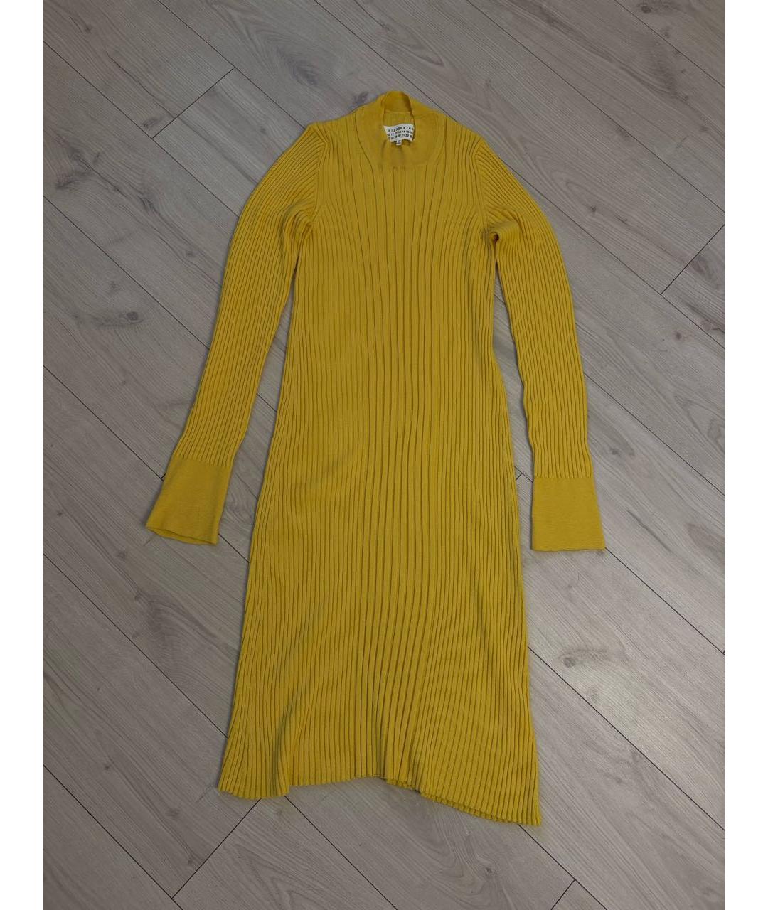 MAISON MARGIELA Желтое шерстяное повседневное платье, фото 8