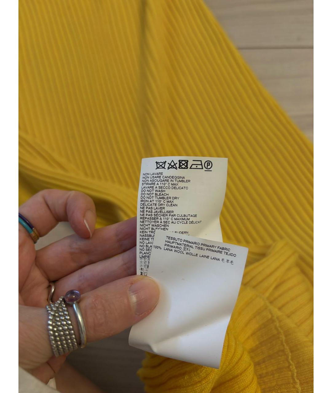 MAISON MARGIELA Желтое шерстяное повседневное платье, фото 6