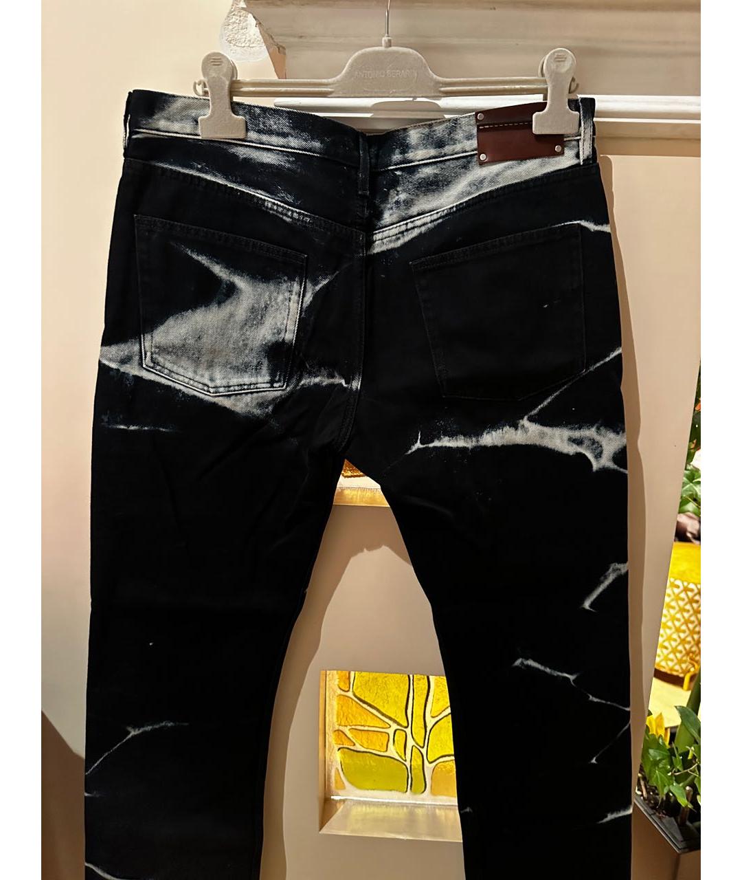 DRIES VAN NOTEN Темно-синие хлопковые прямые джинсы, фото 2