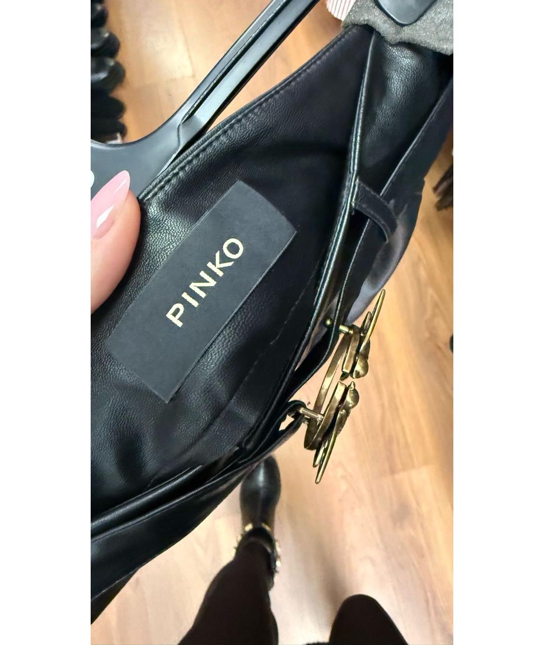 PINKO Черные полиуретановые шорты, фото 4