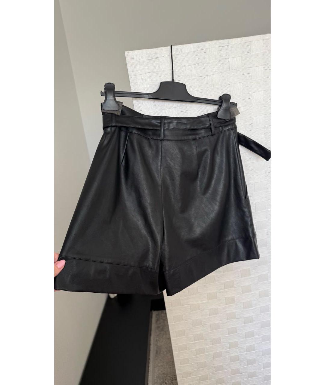 PINKO Черные полиуретановые шорты, фото 2