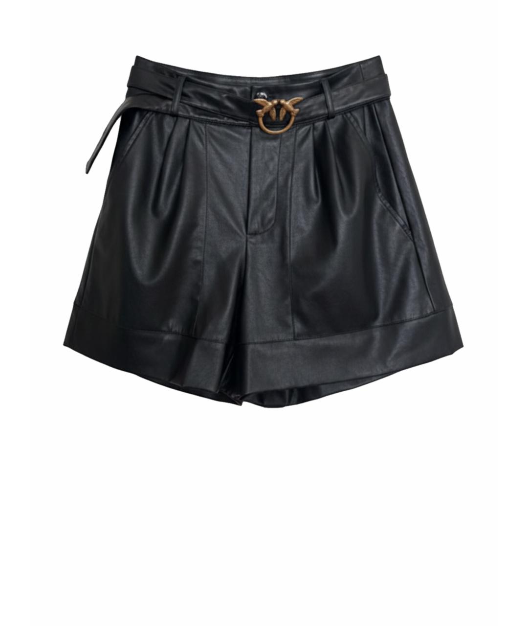 PINKO Черные полиуретановые шорты, фото 1