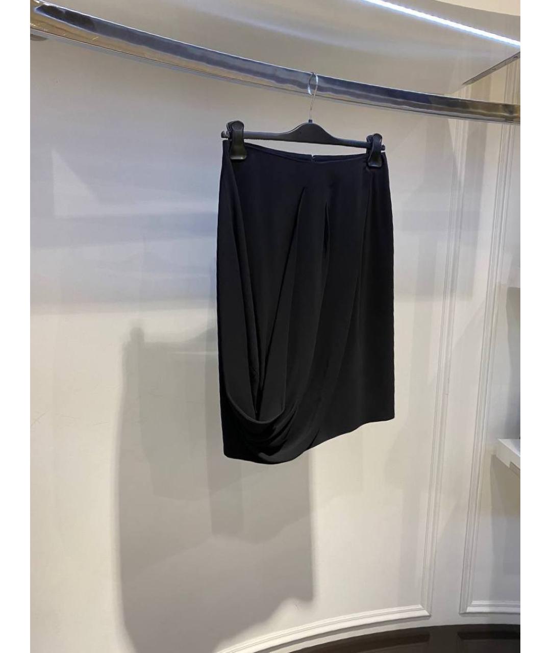 ALEXANDER MCQUEEN Черная ацетатная юбка миди, фото 2