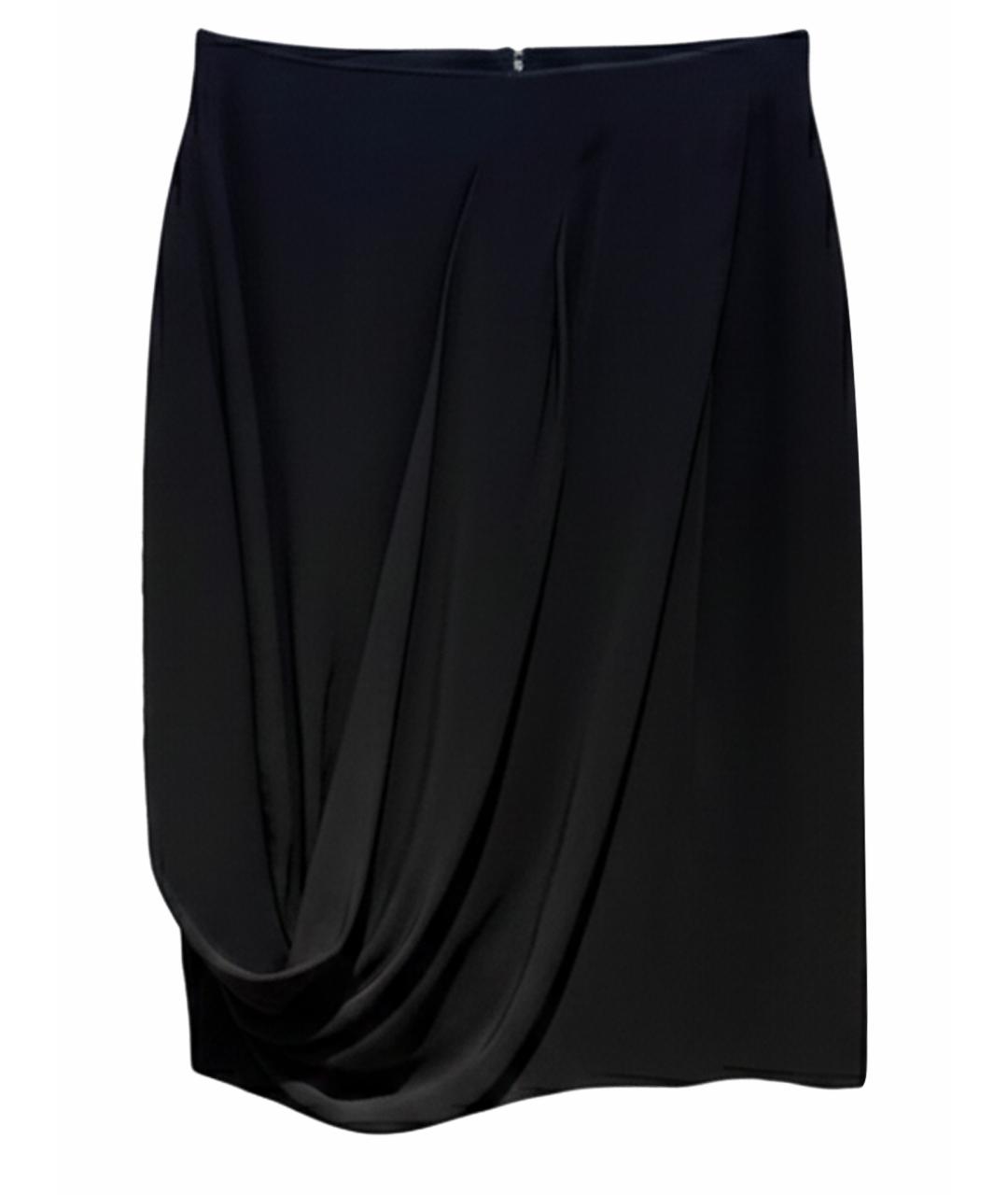 ALEXANDER MCQUEEN Черная ацетатная юбка миди, фото 1