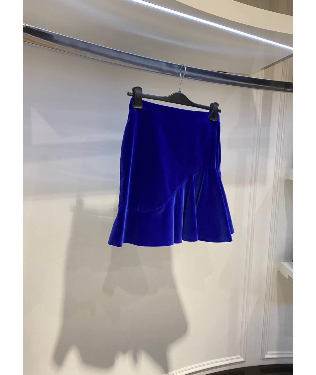 ALEXANDER MCQUEEN Синяя хлопковая юбка мини, фото 2