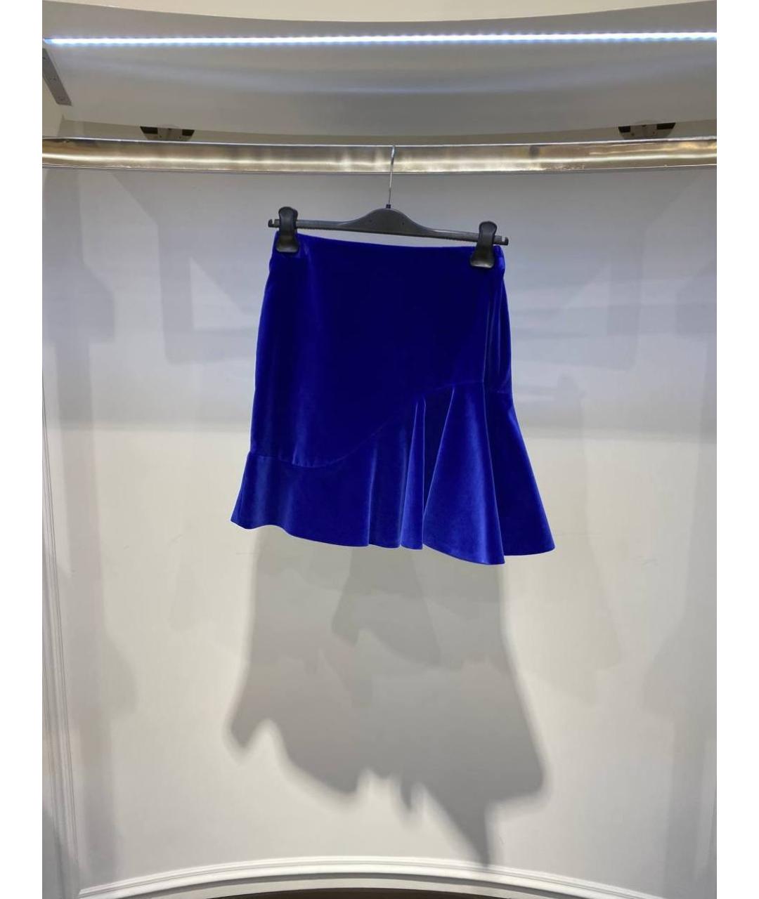 ALEXANDER MCQUEEN Синяя хлопковая юбка мини, фото 4