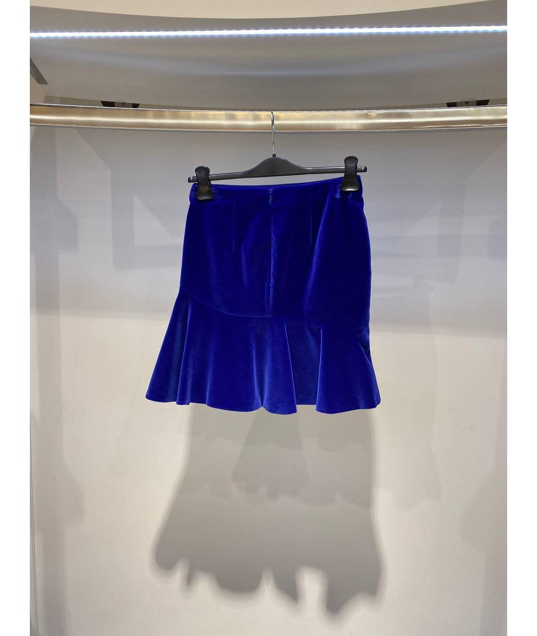 ALEXANDER MCQUEEN Синяя хлопковая юбка мини, фото 3