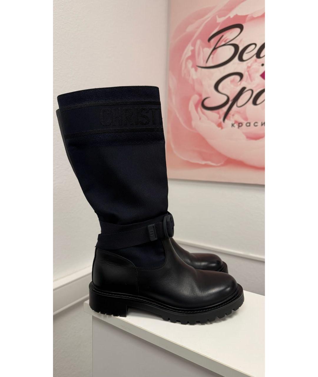CHRISTIAN DIOR Черные текстильные сапоги, фото 5