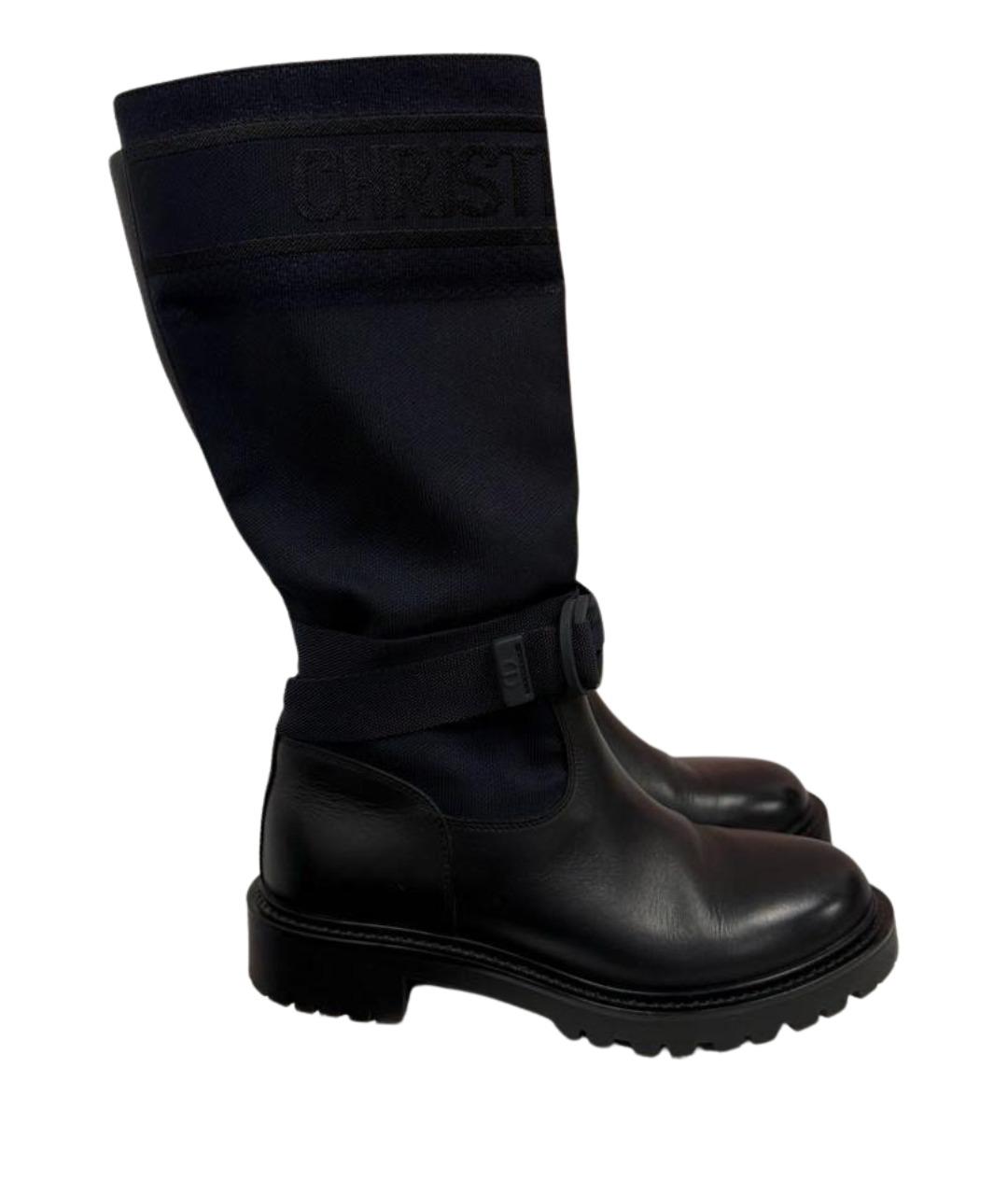 CHRISTIAN DIOR Черные текстильные сапоги, фото 1