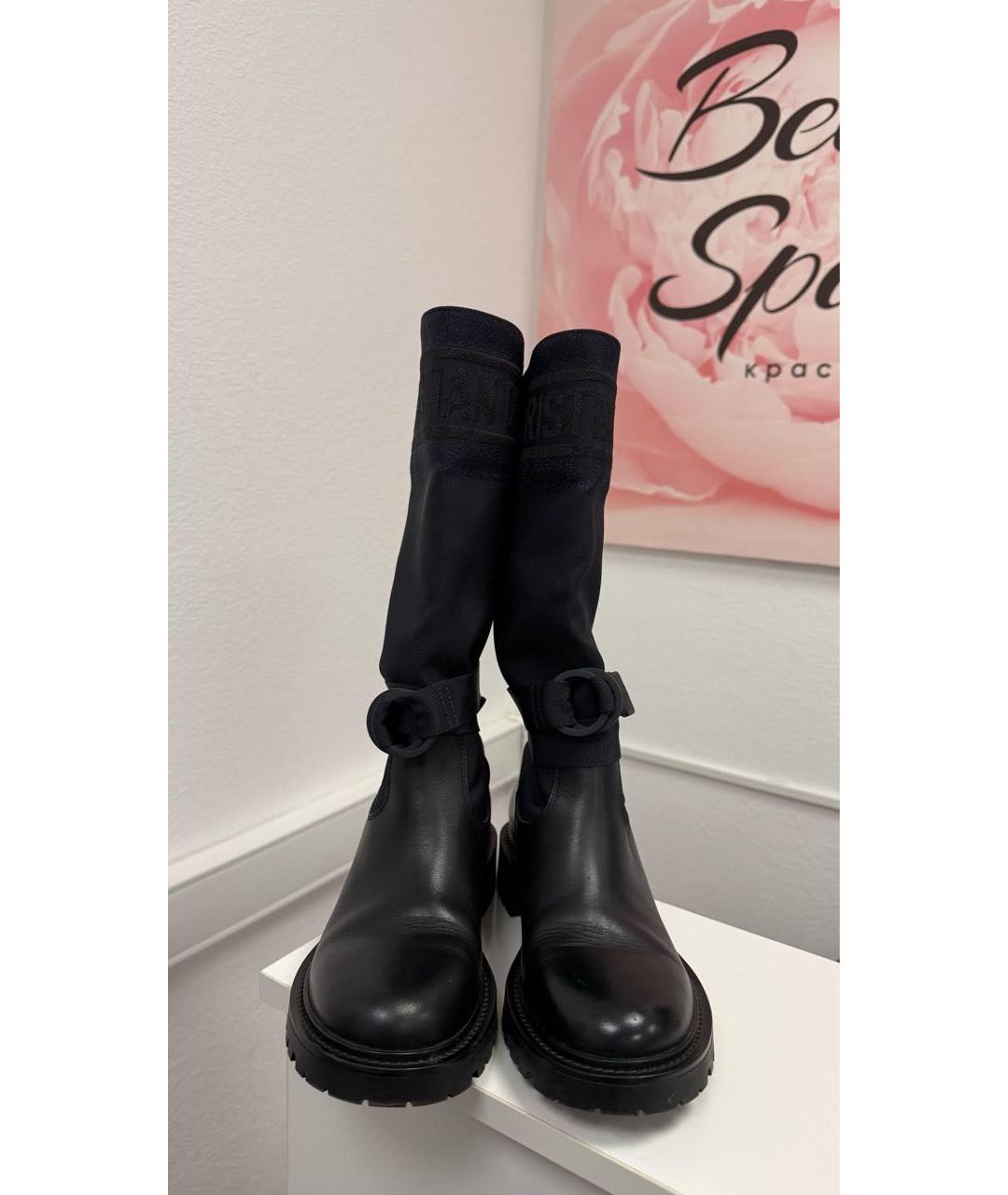 CHRISTIAN DIOR Черные текстильные сапоги, фото 2
