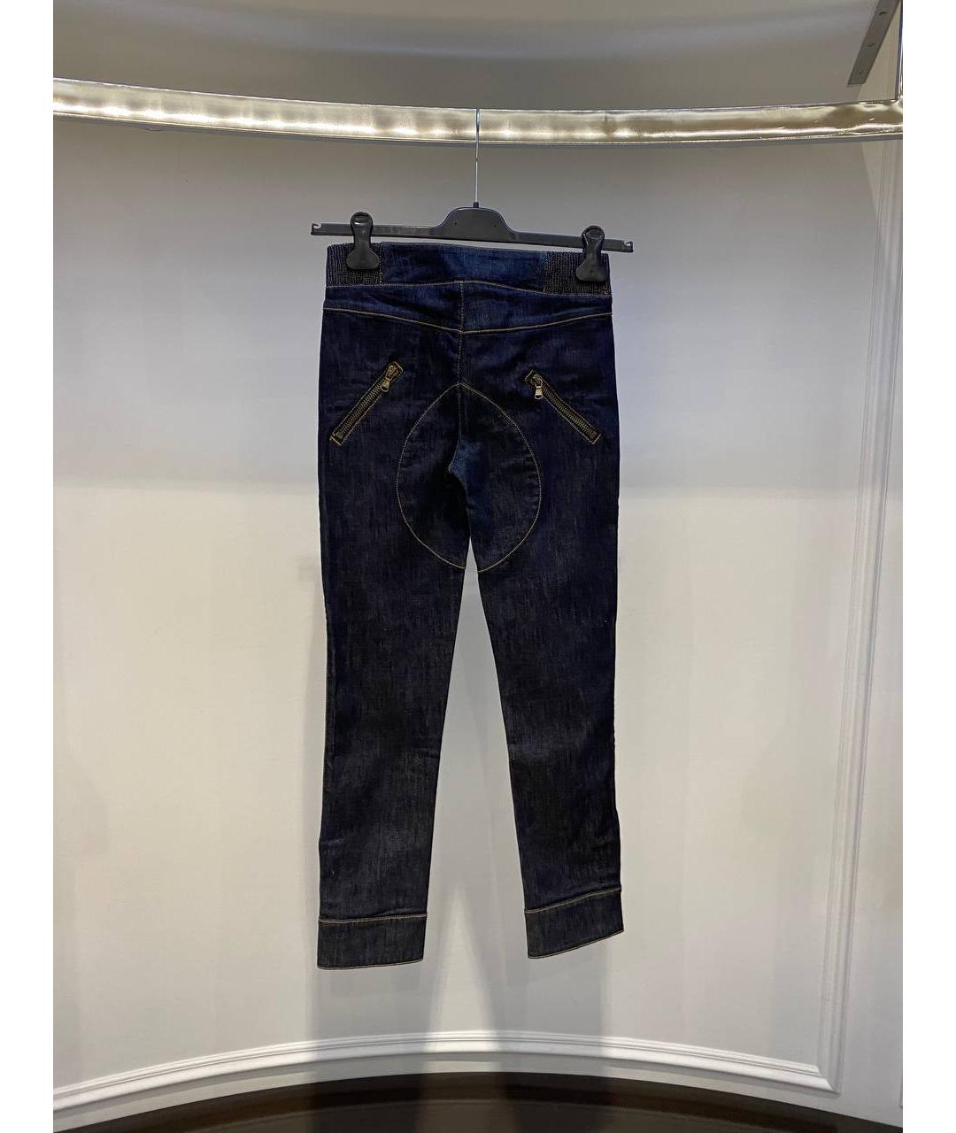 ALEXANDER MCQUEEN Темно-синие хлопковые прямые джинсы, фото 3