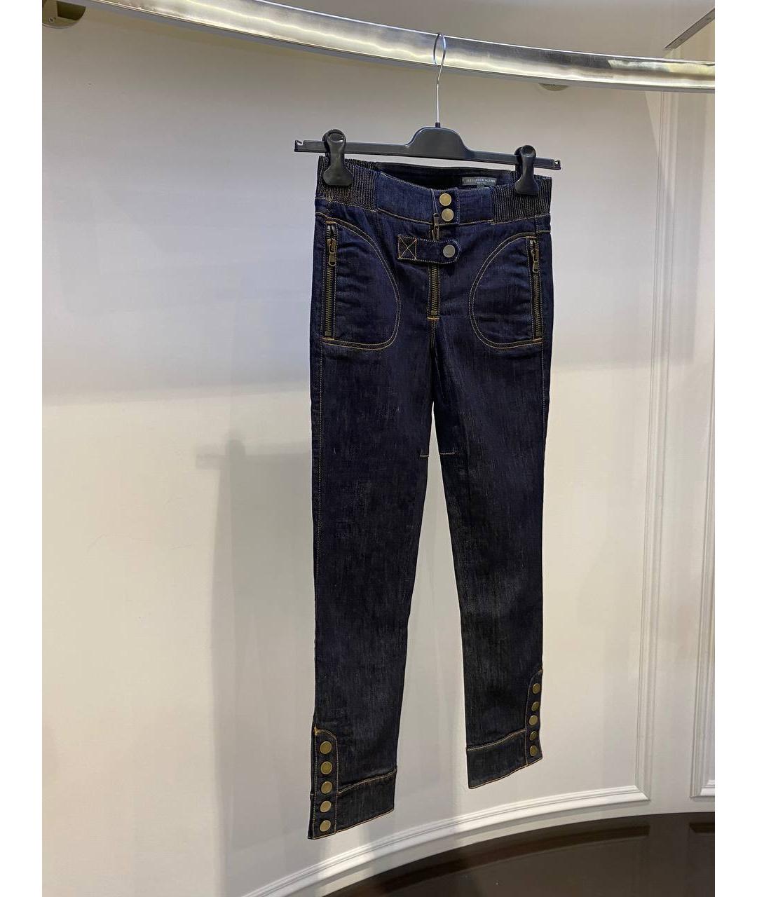 ALEXANDER MCQUEEN Темно-синие хлопковые прямые джинсы, фото 2