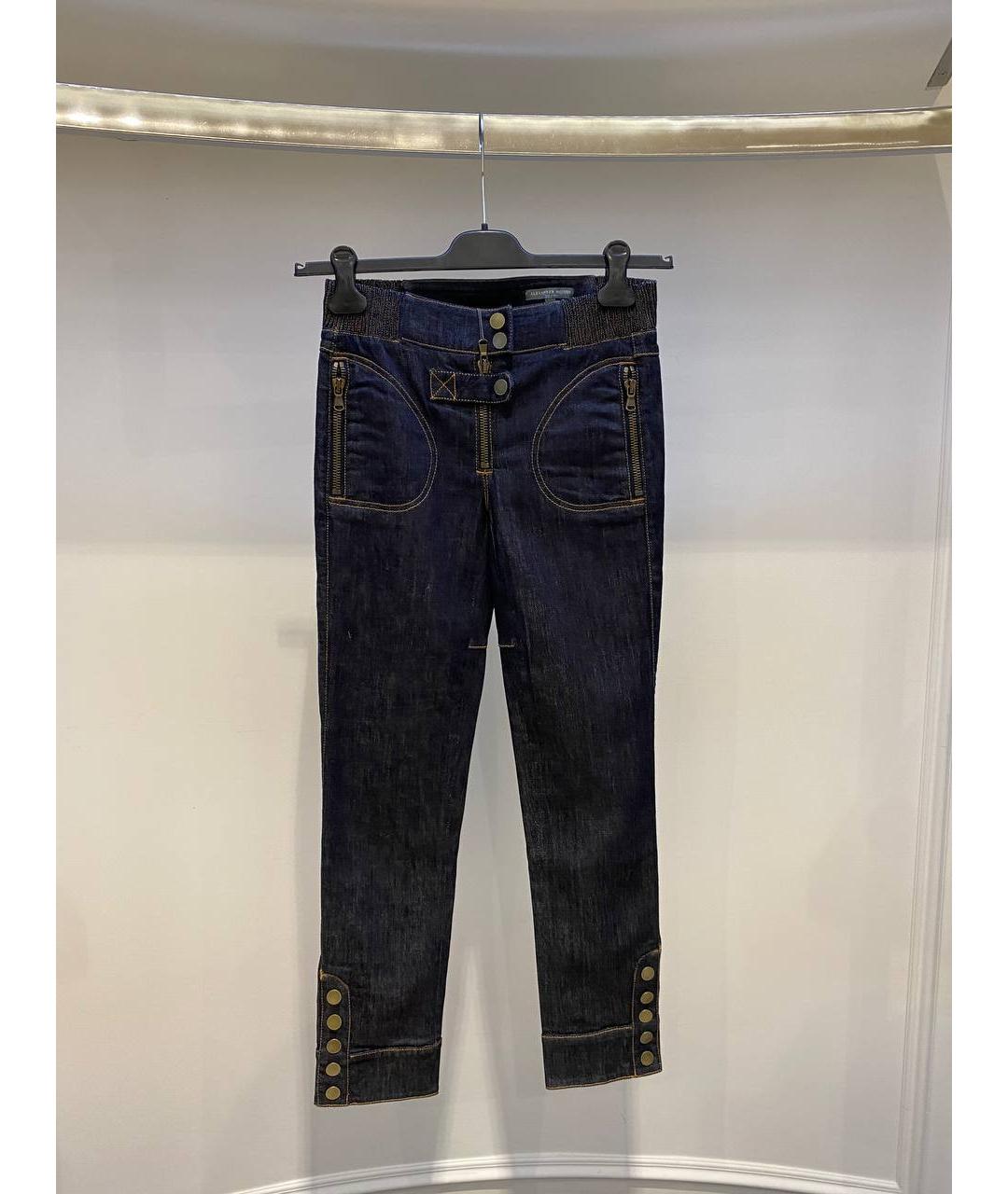 ALEXANDER MCQUEEN Темно-синие хлопковые прямые джинсы, фото 4