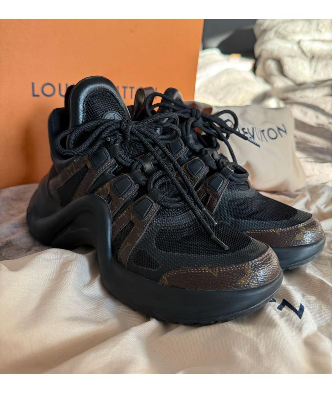 LOUIS VUITTON Коричневые текстильные кроссовки, фото 2